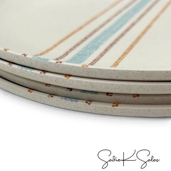 4pk 9" Casual Stripe Salad Plates – Hearth & Hand Magnolia 2022  Teal Tan Stripe - Picture 7 of 7